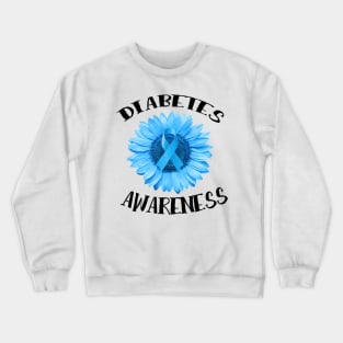 Diabetes awareness Blue ribbon Sunflower Diabetes Gift Crewneck Sweatshirt